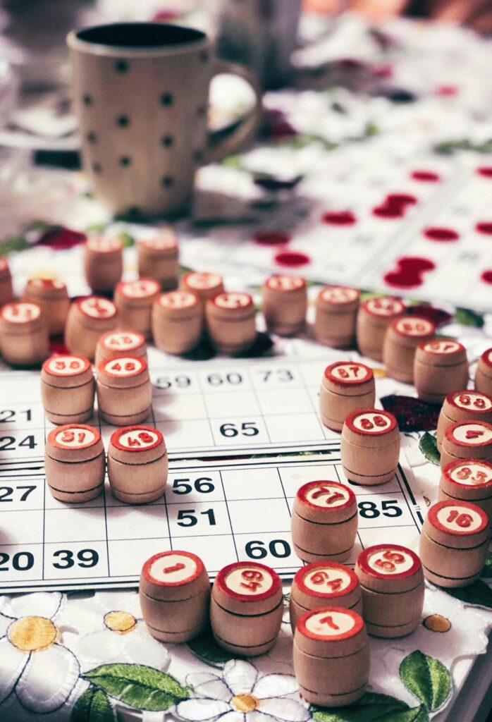bingo sheet with number stamps